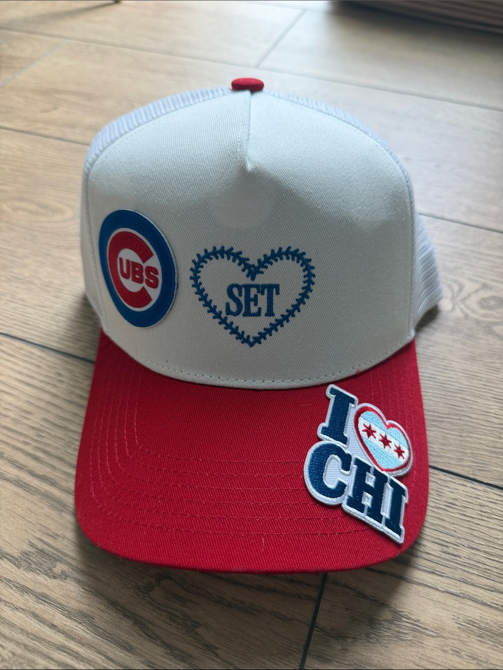 NEW SET Active Chicago unisex Red & White Trucker Hat